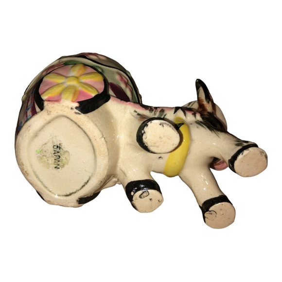 Vintage 1950’s Planter Donkey Pulling Cart Hand Painted Made in Japan - Picture 3 of 9